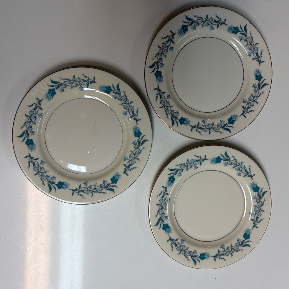 Theodore Haviland New York Clinton Bread & Butter Plates 6.25" Lot 3 Blue Floral